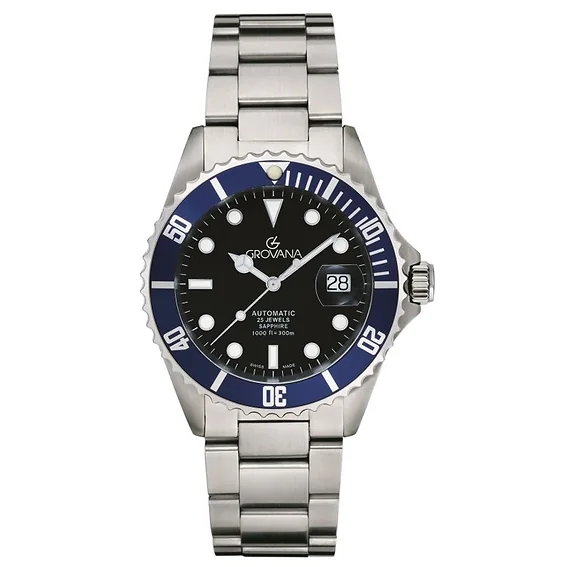 Grovana Key West Stainless Steel Black Dial Automatic Diver's 1571.2135 300M Men's Watch