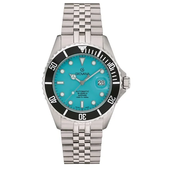 Grovana Key West Celebration Stainless Steel Ice Blue Dial Automatic Diver's 1571.2231 300M Men's Watch