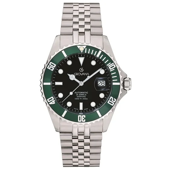 Grovana Key West Stainless Steel Black Dial Automatic Diver's 1571.2234 300M Men's Watch