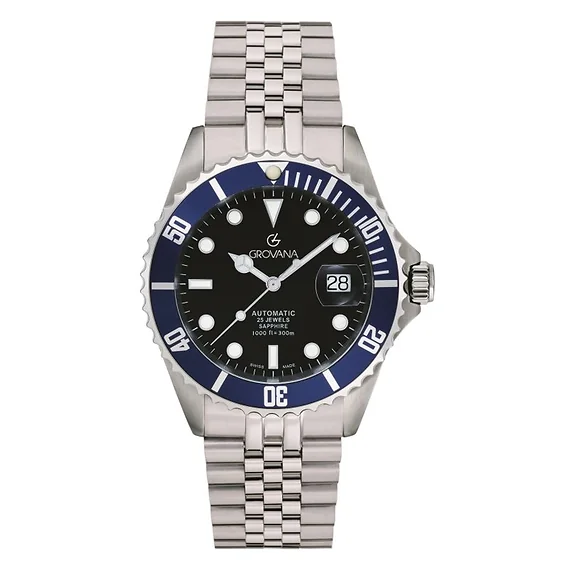 Grovana Key West Stainless Steel Black Dial Automatic Diver's 1571.2235 300M Men's Watch