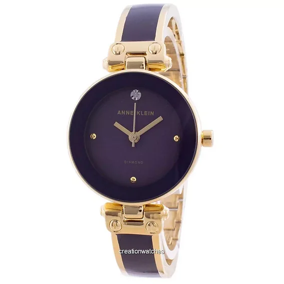 Anne Klein Purple Two Tone Stainless Steel 1980PLGB Quartz Women's Watch