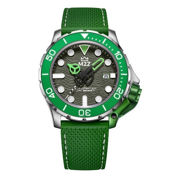 M2Z Diver 200, Saphirglas, grünes Armband, graues Zifferblatt, automatische Taucheruhr 200-001B 200M für Herren