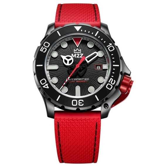 M2Z Diver 200, Saphirglas, rotes Armband, schwarzes Zifferblatt, automatische 200-005 200M-Herrenuhr