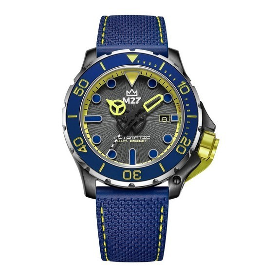 M2Z Diver 200 vidro safira azul pulseira mostrador cinza relógio automático Diver's 200-006B 200M masculino