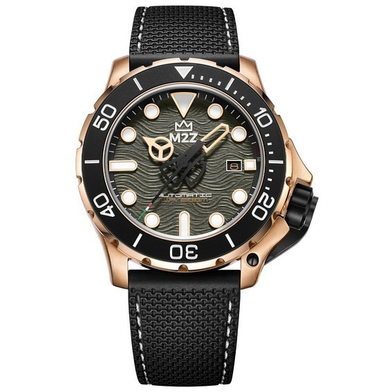 M2Z Diver 200 vidro safira preto pulseira mostrador cinza automático 200-008 200M relógio masculino