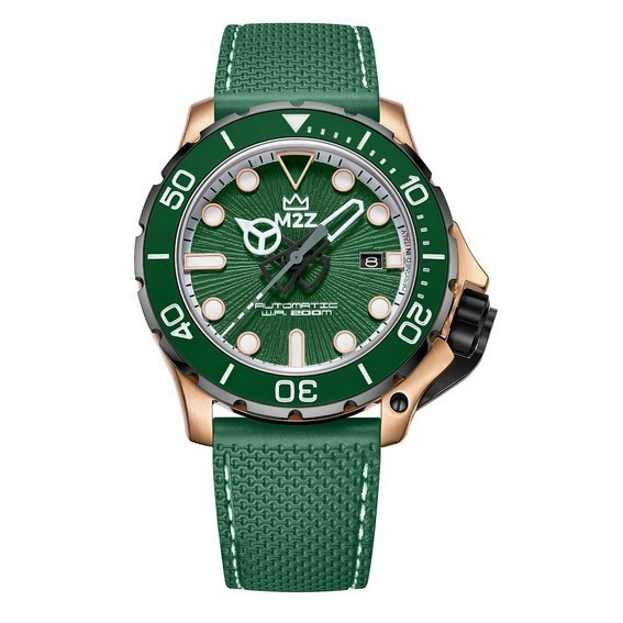 M2Z Diver 200 vidro safira pulseira verde mostrador verde relógio automático Diver's 200-010 200M masculino