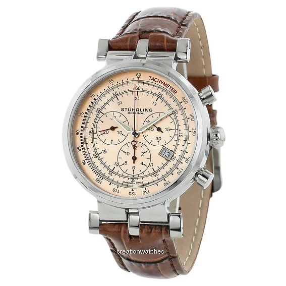 Stuhrling Original Trackmaster Swiss Quartz Brown Leather 211.3315K55 Men's Watch