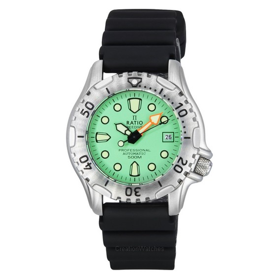 Relógio masculino Ratio FreeDiver Professional 500M safira menta verde mostrador automático 32GS202A-MGRN