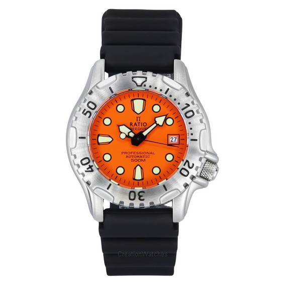 Relógio masculino Ratio FreeDiver Professional 500M safira laranja mostrador automático 32GS202A-ORG