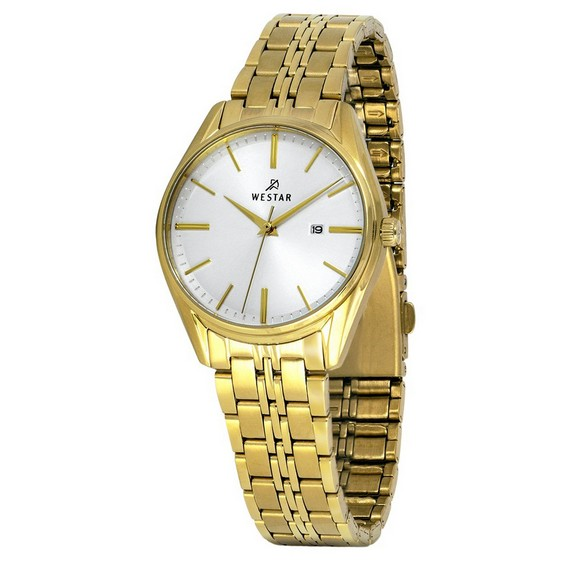 Westar Profile Gold Tone Stainless Steel White Dial Quartz 40210GPN107 Women's Watch