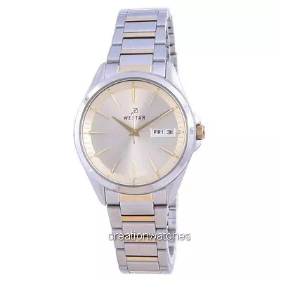 Westar Champagne Dial Two Tone Stainless Steel Quartz 40212 CBN 102 Reloj para mujer