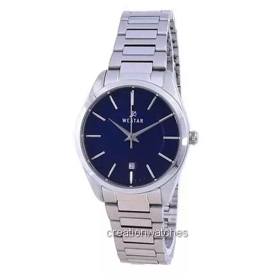 Westar 藍色錶盤不銹鋼石英 40213 STN 104 婦女觀察