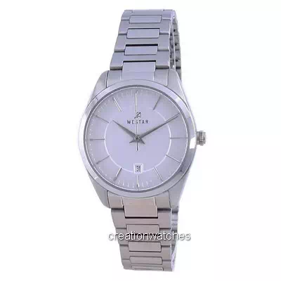 Westar prata mostrador de aço inoxidável quartzo 40213 STN 107 relógio feminino