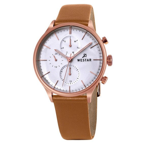 Westar Profile Кожаный ремешок Кварцевые мужские часы с серебряным циферблатом 50192PPN627