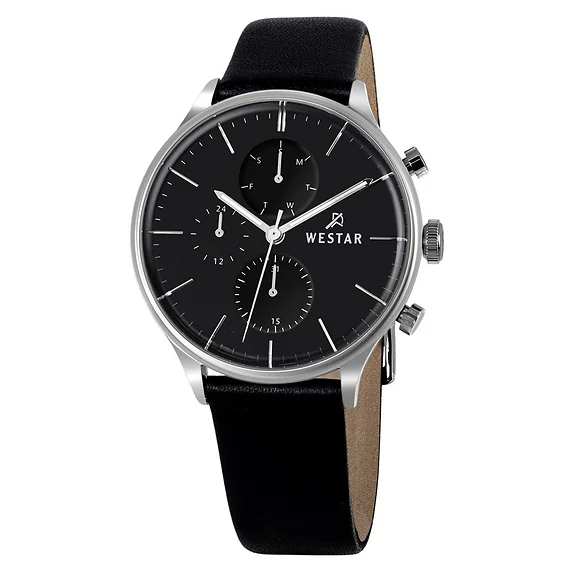 Westar Profile Leather Strap Black Dial Quartz 50192STN103 Men's Watch