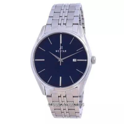 Westar 藍色錶盤不銹鋼石英 50210 STN 104 男士手錶