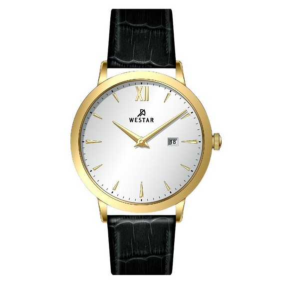Westar Profile Кожаный ремешок Кварцевые мужские часы с серебряным циферблатом 50214GPN107