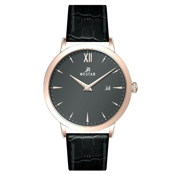 Relógio masculino Westar com pulseira de couro com mostrador cinza quartzo 50214PPN606