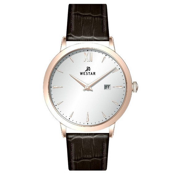Męski zegarek Westar Profile ze skórzanym paskiem i srebrną tarczą. Kwarcowy 50214PPN627