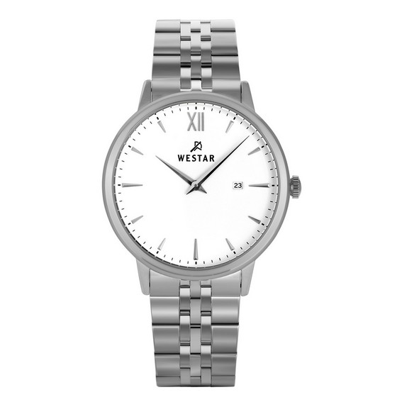 Westar プロファイル ステンレススチール ホワイト ダイヤル クォーツ 50215STN101 メンズ腕時計