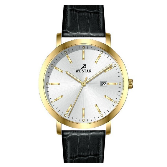 Đồng hồ nam Westar Profile Dây da mặt bạc Quartz 50216GPN107