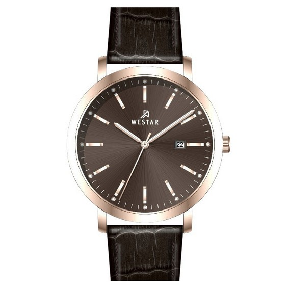 Westar Profile Кожаный ремешок Кварцевые мужские часы с коричневым циферблатом 50216PPN620