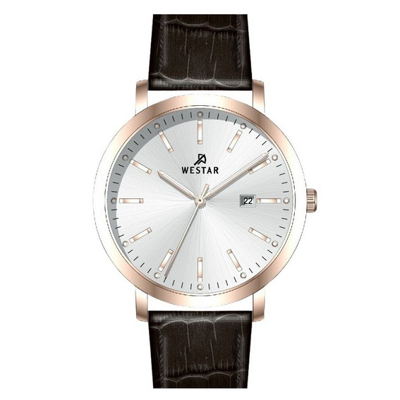 Đồng hồ nam Westar Profile Dây da mặt bạc Quartz 50216PPN627