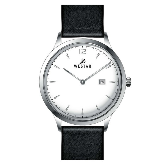 Relógio masculino Westar com pulseira de couro com mostrador branco quartzo 50217STN101