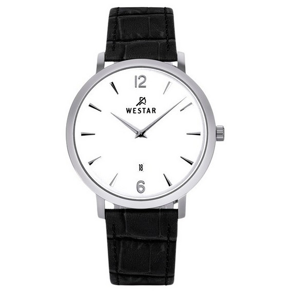 Relógio masculino Westar com pulseira de couro com mostrador branco quartzo 50219STN101
