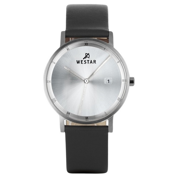 Westar Profile Кожаный ремешок Кварцевые мужские часы с серебряным циферблатом 50221STN107