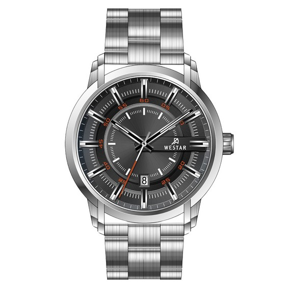 Đồng hồ đeo tay nam mặt số màu đen bằng thép không gỉ Westar Profile Quartz 50229STN803