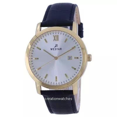 Relógio masculino Westar prata com mostrador pulseira de couro quartzo 50244 GPN 102