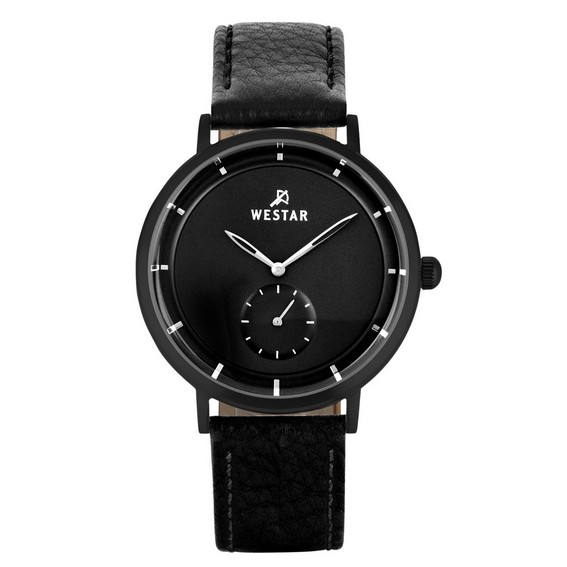 Męski zegarek Westar Profile ze skórzanym paskiem i czarną tarczą. Kwarcowy 50246BBN103