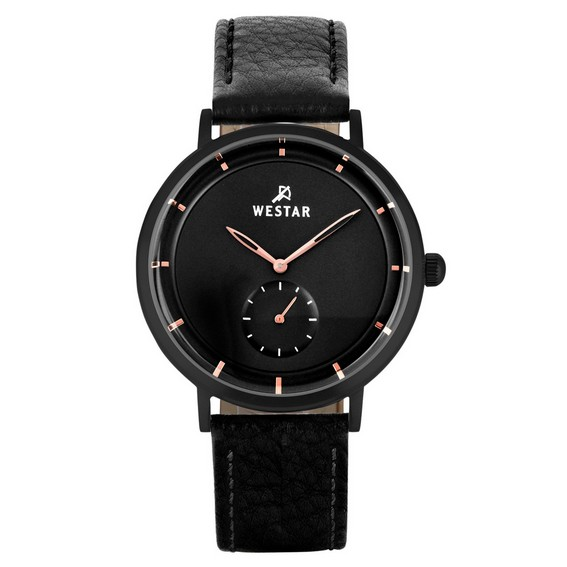 Męski zegarek Westar Profile ze skórzanym paskiem i czarną tarczą. Kwarcowy 50246BBN603