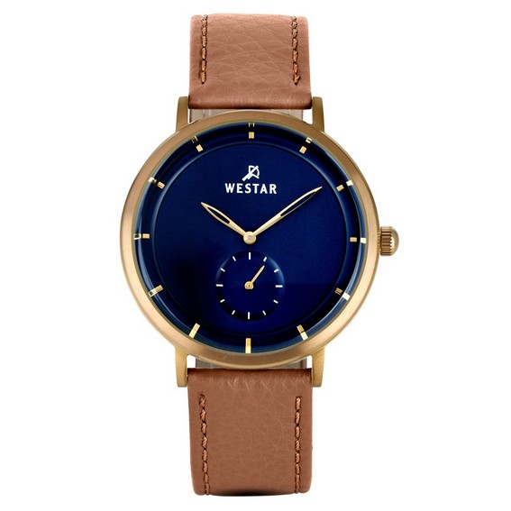 Westar 設定檔皮革錶帶藍色錶盤石英 50246BZZ184 男裝手錶 zh-CHS