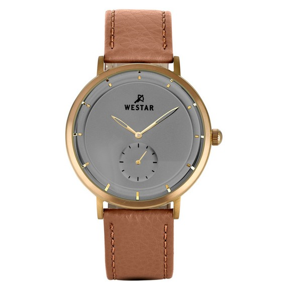 Relógio masculino Westar com pulseira de couro com mostrador cinza quartzo 50246BZZ186