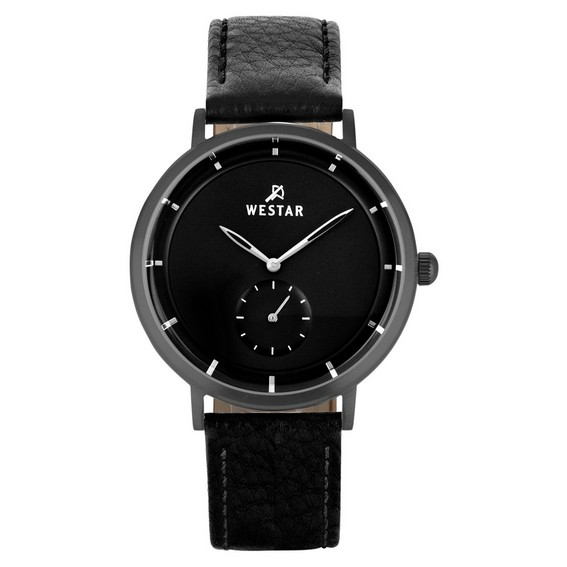 Westar 設定檔皮革錶帶黑色錶盤石英 50246GGN103 男裝手錶 zh-CHS
