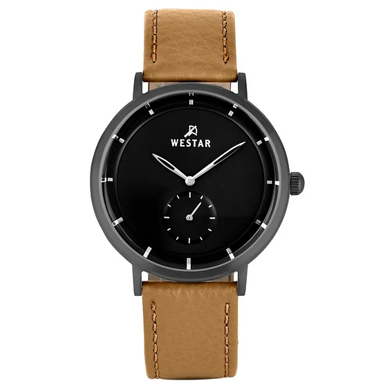 Westar Profile Leather Strap Black Dial Quartz 50246GGN183 Men's Watch