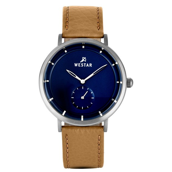 Relógio masculino Westar com pulseira de couro com mostrador azul quartzo 50246STN184