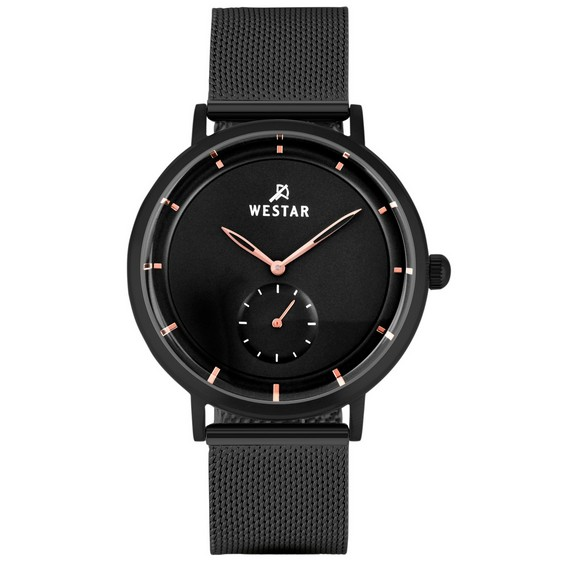 Relógio masculino de quartzo com mostrador preto de aço inoxidável com perfil Westar 50247BBN603