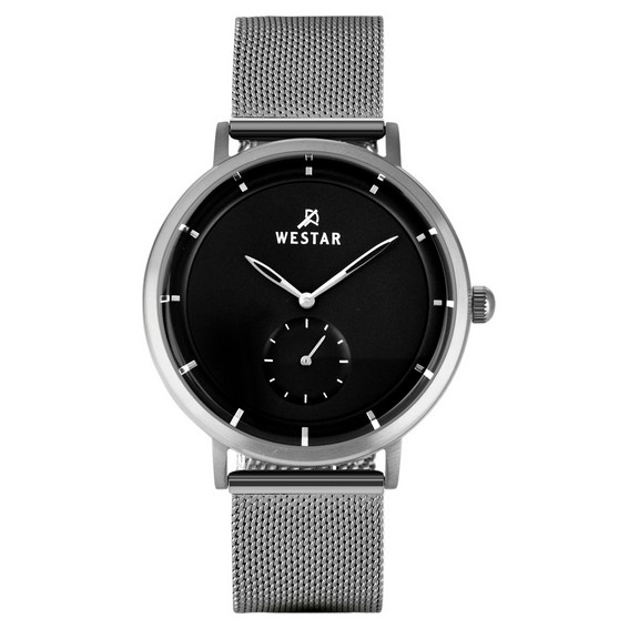Relógio masculino de quartzo com mostrador preto de aço inoxidável com perfil Westar 50247STN103