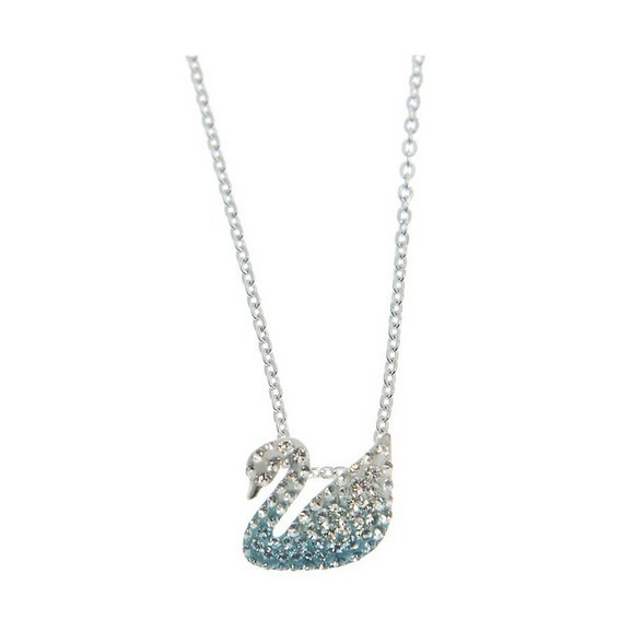 Collar Swarovski Iconic Swan chapado en rodio con cristal azul degradado 5512094 para mujer