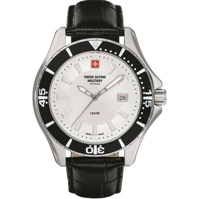 Swiss Alpine Military By Grovana Nautilus ขาว dial ควอตซ์ 7040.1532 100M Men's Watch