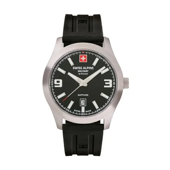 Swiss Alpine Military Combat Pro Rubber Strap Black Dial Quartz 7056.1837 100M Men's Watch