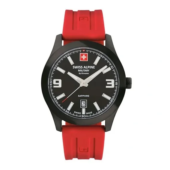 Swiss Alpine Military Combat Pro Rubber Strap Black Dial Quartz 7056.1876 100M Men's Watch