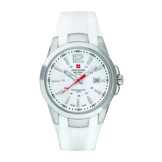 Swiss Alpine Military Combat Air Rubber Strap White Dial Quartz 7058.1833 100M Men's Watch