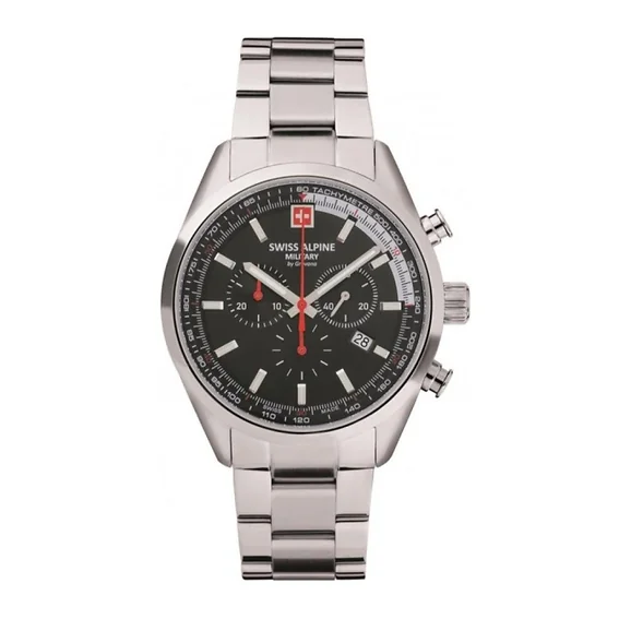 Swiss Alpine Military Pegasus Chronograph Stainless Steel Black Dial Quartz 7086.9137 100M Men's Watch