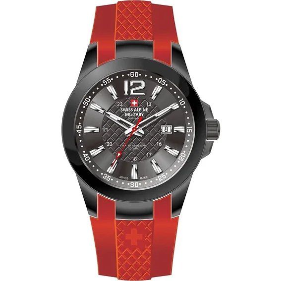 Swiss Alpine Military Combat Air Ladies Silicone Strap Black Dial Quartz 7758.1876 Women's Watch