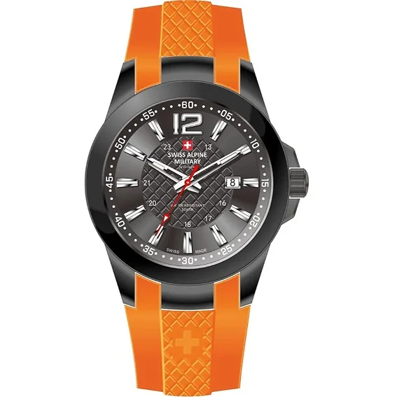 Swiss Alpine Military Combat Air Ladies Silicone Strap Black Dial Quartz 7758.1879 Women's Watch