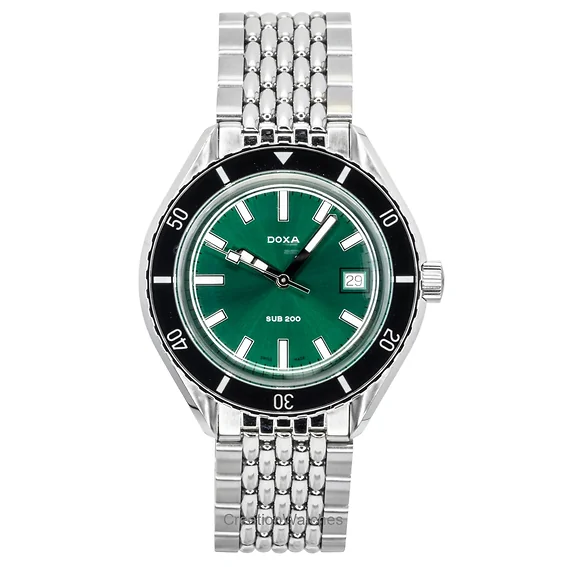 Doxa SUB 200 Sea Emerald Stainless Steel Green Dial Automatic Diver's 799.10.131.10 200M Men's Watch With Extra Strap